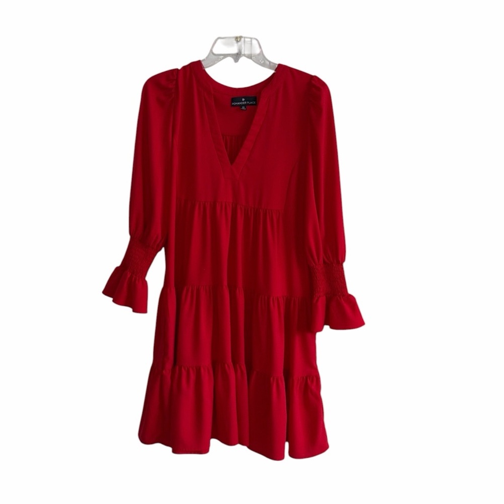POMANDER PLACE TUCKERNUCK Red Crepe Kenzo Dress Size xSmall - Picture 4 of 9